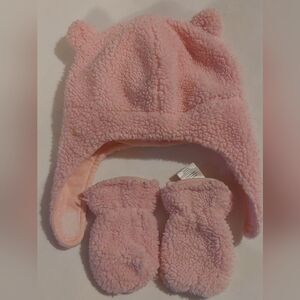 Carter's Soft Pink Sherpa Hat and Mittens Set